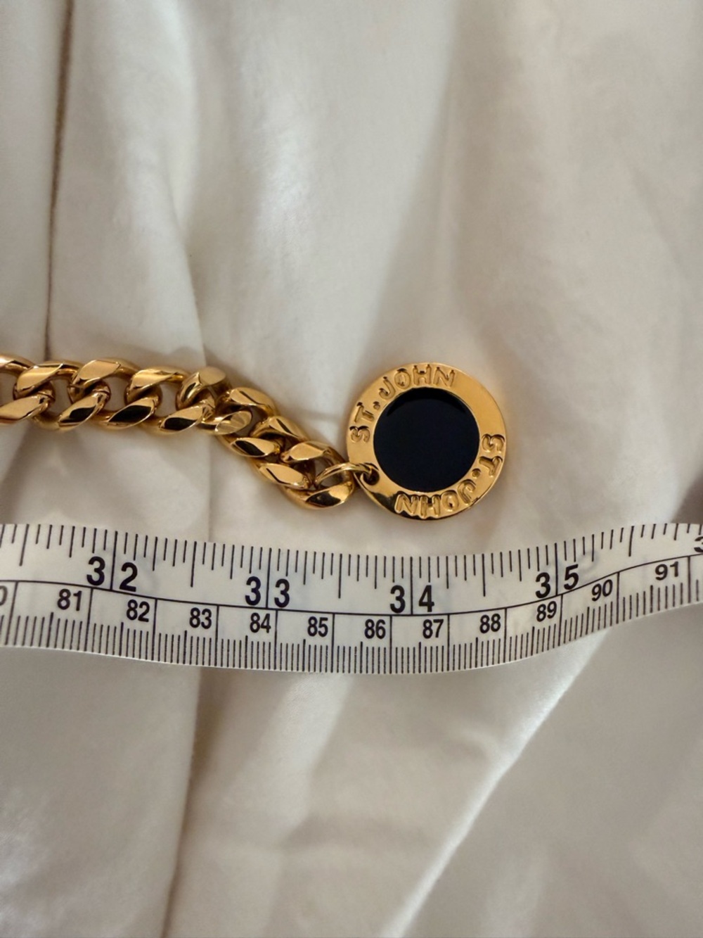 St. John Vintage Couture Belt - Gold with Black Enamel Medallions from 1990's - Picture 9 of 11